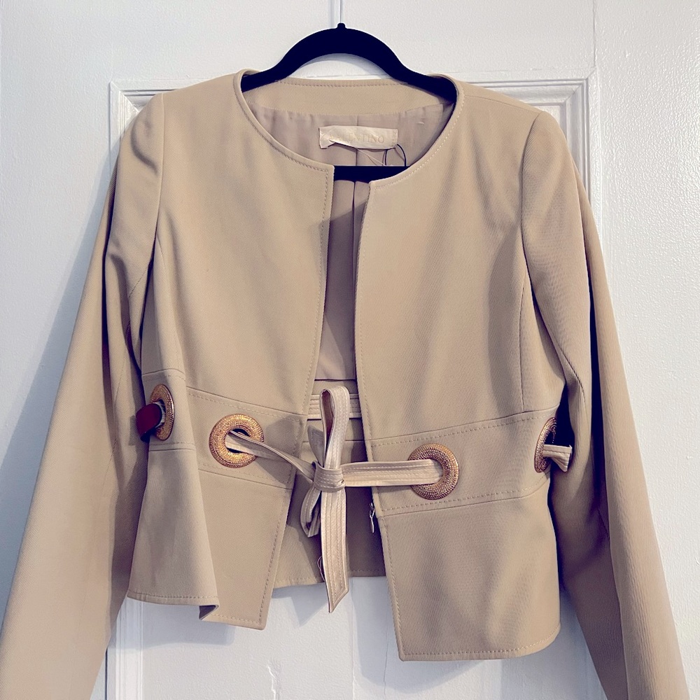 Valentino Crop Jacket with gold holes and tie.